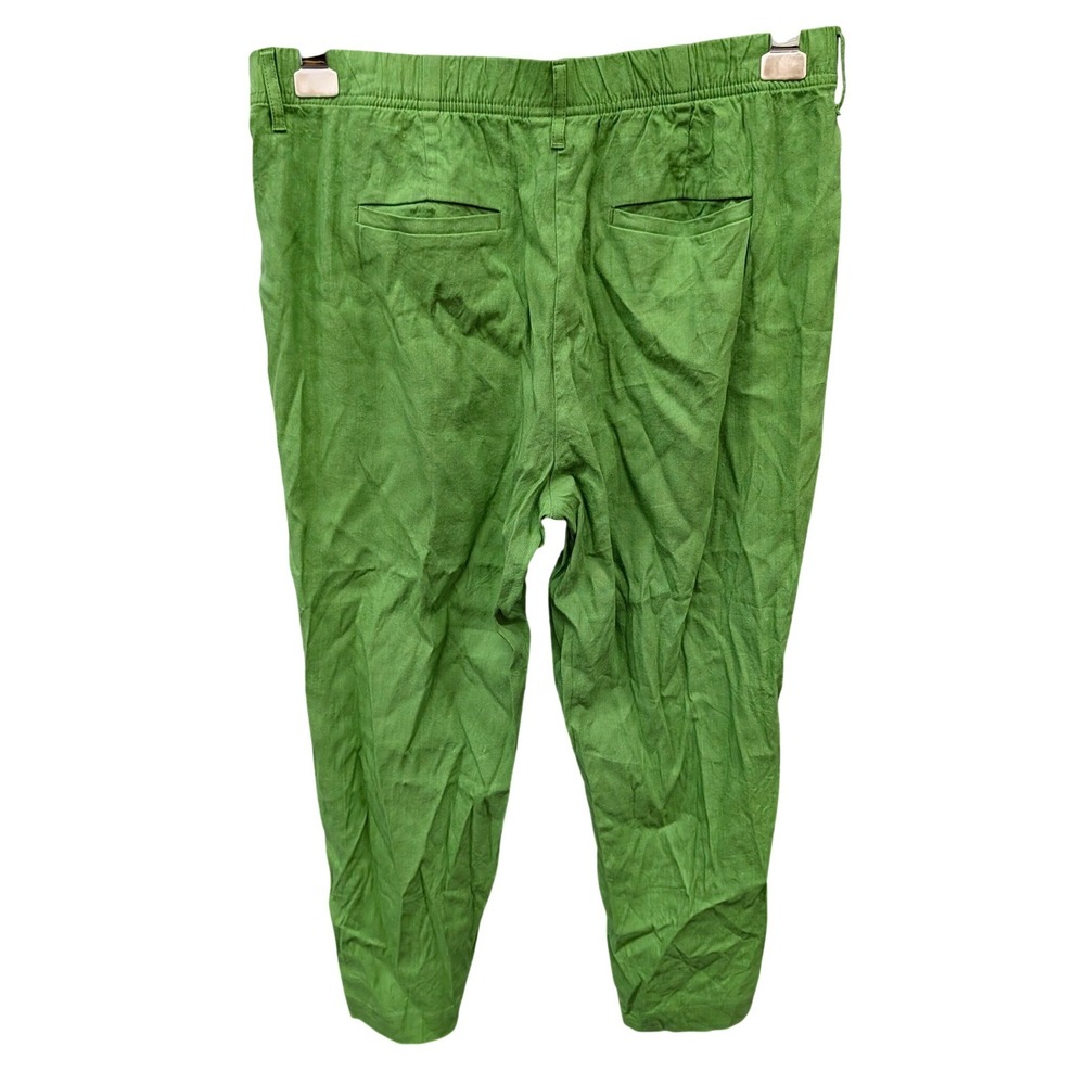 J. Jill Women's Linen Stretch Green Cropped Straight Leg Pants- Medium - Picture 3 of 6
